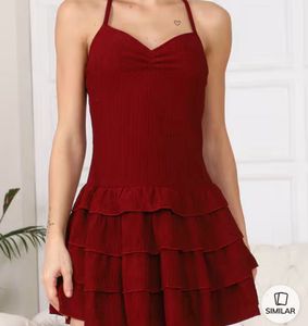Burgundy Ruffled Mini Dress