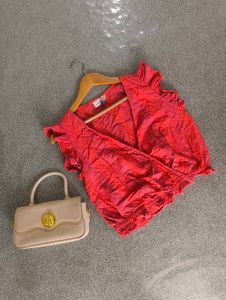 Ruffled Red Wrap Top