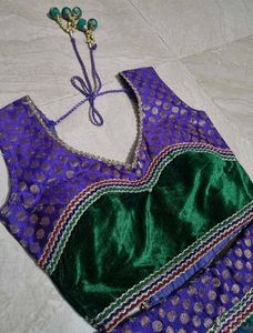 Velvet Net Lehnga Choli With Dupatta