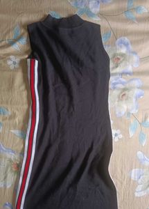 Black Racer Stripe Mini Dress