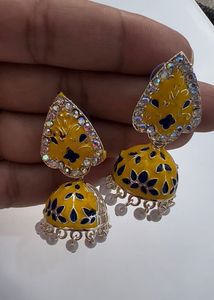 Yellow Jhumka Earrings