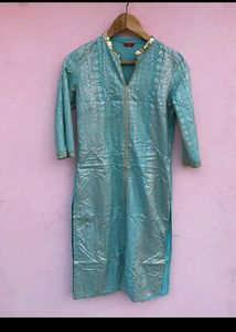 W printed straight Kurta with sequence