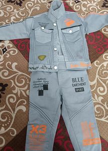 Winter Wear Girls And Boys Denim Jacket Jeans Set