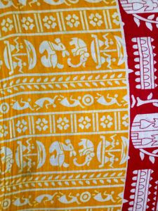 Red &amp; White Patterned Saree