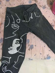 Black Jeans With Cool Art