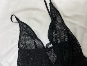 Net Black Thong Bodysuit