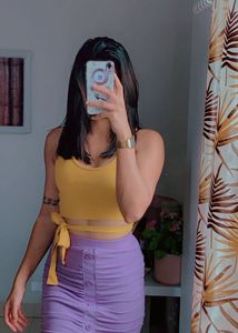 Mustard Backless Back Cross Top
