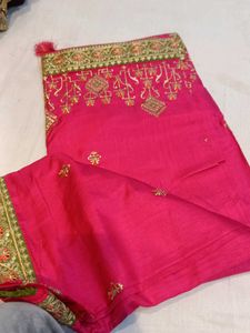 Pink Embroidered Saree🌸