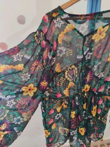 Floral Sheer Tunic Top