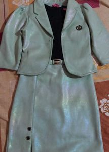 Black Green Girls Bodycon Dress With Jacket