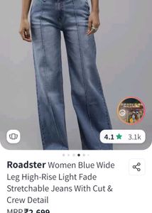 Roadster- Blue High Rise Wide Leg Jeans