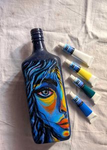 HandPainted Abstract Woman Art Decorative Bottle