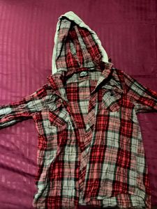 Flannel Shirt With Hoodie