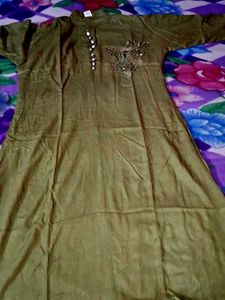 Olive Green Straight Kurti