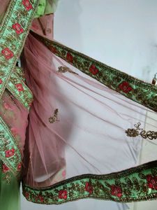 Fluorescent Green And Pink Lehenga Choli (Women's)