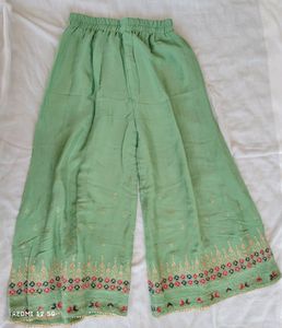 Stitched Embroidered Green Plazo Suit With Dupatta