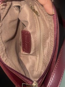 Burgundy Sling Bag with Pearl Detail