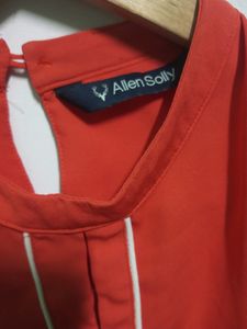 Allen Solly Orange Top With White Strips Women