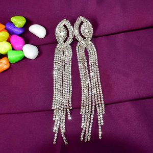 White And Silver Toned Contemporary Danglers