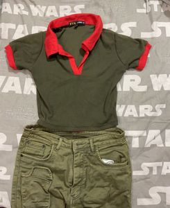 Green & Red Crop Top
