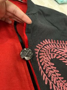 (for winters)Red- Black Embroidered Kurta