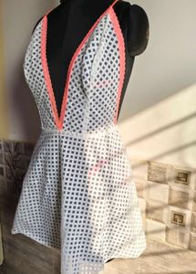 White Grid Mini Dress