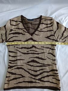 Animal Print Sweater Three Quarter Sleeves