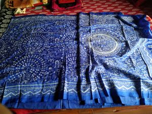 KANTHASTITCHED BLUE GORGEOUS SAREE NO DEFECT