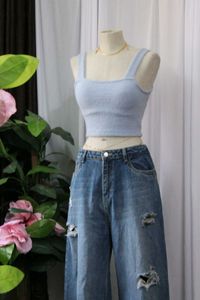 Light Blue Crop Tank Top