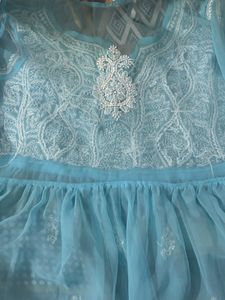 Blue Embroidered Tunic top kurti