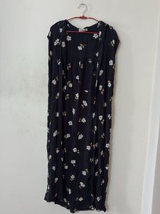 Floral Print Black Dress