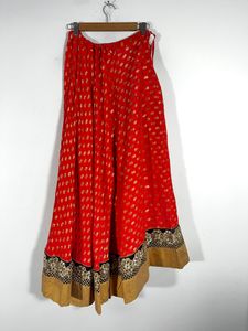 Cotton Blend Orange Ethnic Skirt(women)