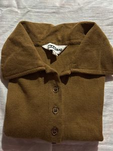 Baesic brown Polo Crop Top