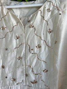 OFF WHITE COLORED ANARKALI DRESS WITH FULLY FLAIRE