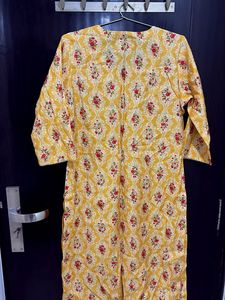 Floral Print Yellow Kurta