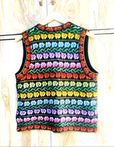 Vintage Floral Knit Vest size-38