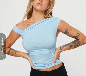 Chic Asymmetric Light Blue Top