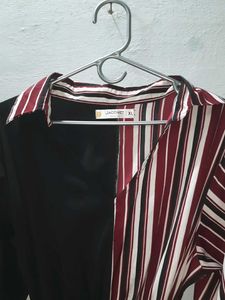 Colorblock Striped Asymmetrical Dress