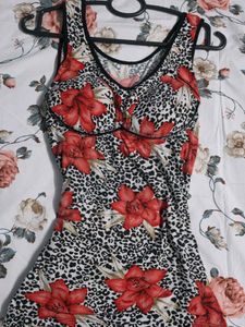 Floral Animal Print Beach Top