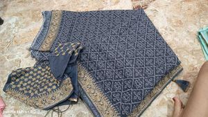 Elegant Grey Saree with Blouse