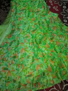 Lime Green Long Kameez With Lahnga