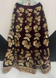 Price Drop!  Maroon Velvet Lehenga