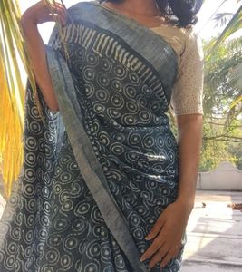 Elegant Blue Printed Saree