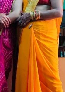 Elegant Yellow Saree,encircle pic me raffoo he