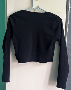 Front Tie Black Crop Top