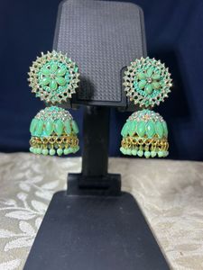 Mint Green Jhumka Earrings
