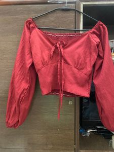 Red Long Sleeve Padded Top