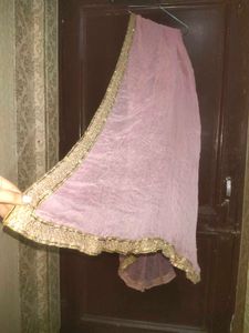 Women Light Pink Chiffon Dupata With Gota Patti