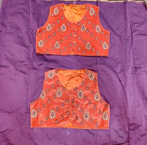 Embroidered Orange velvet shrug, jacket