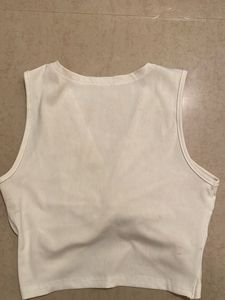 White Knot-Front Crop Top